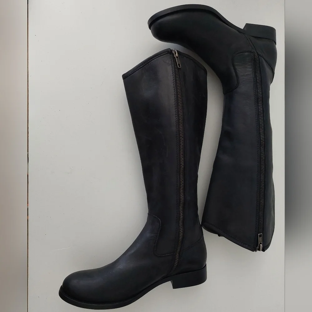 Frye Melissa Black Riding-Style Boots Size 6.5